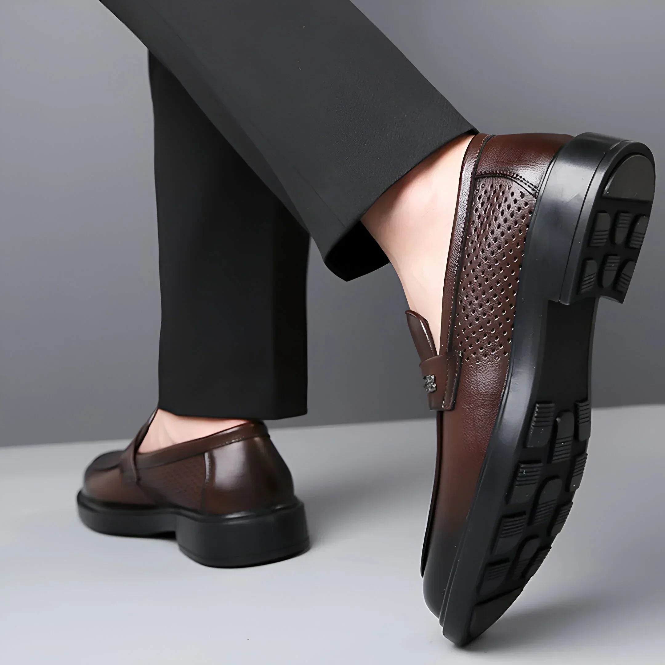 Bravari Perforated Leather Loafers - Image 4