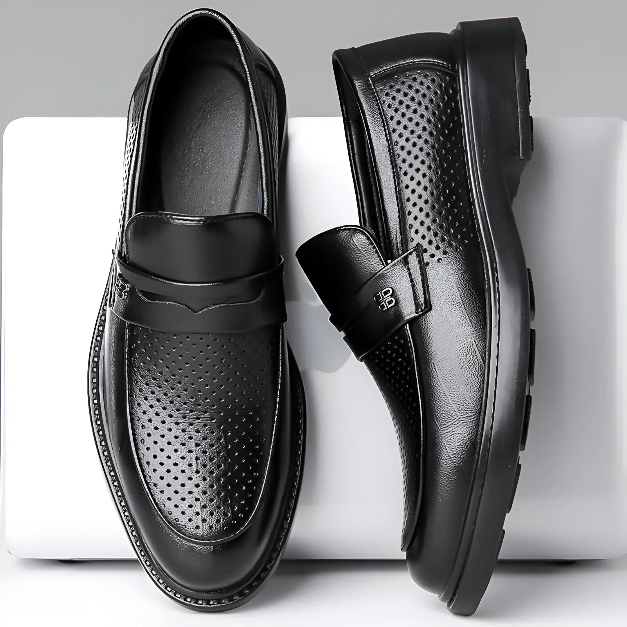 Bravari Perforated Leather Loafers - Image 5