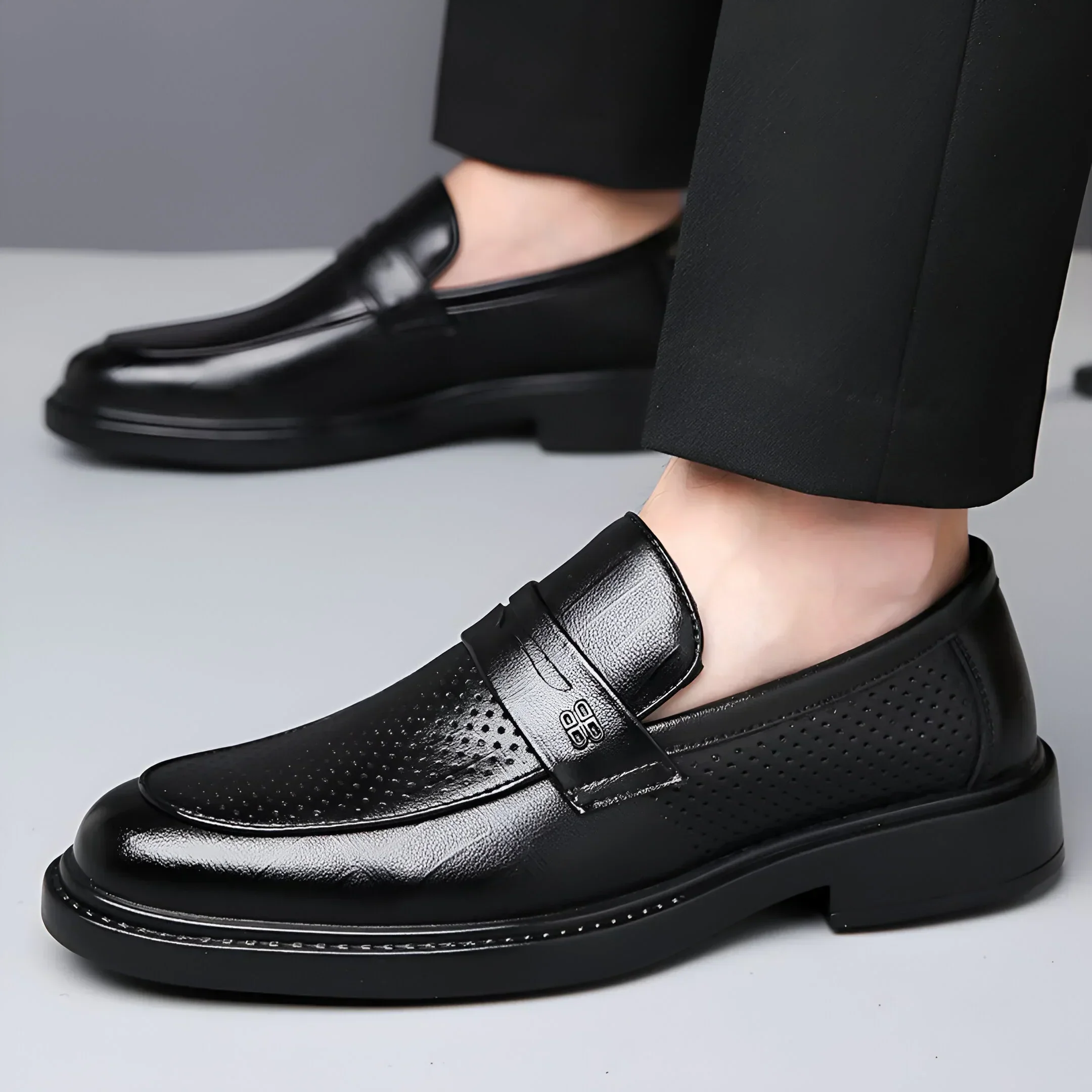 Bravari Perforated Leather Loafers - Image 6