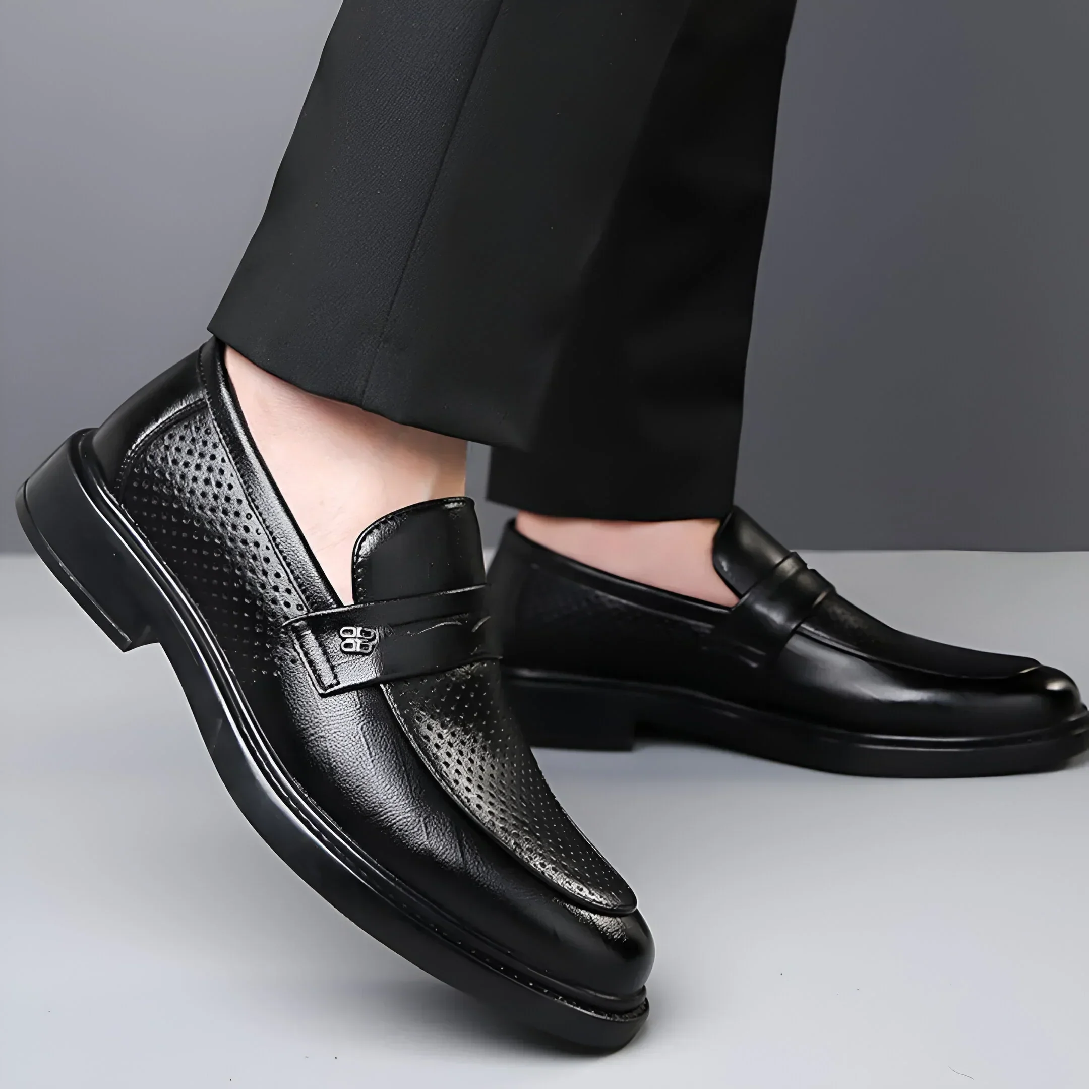 Bravari Perforated Leather Loafers - Image 7