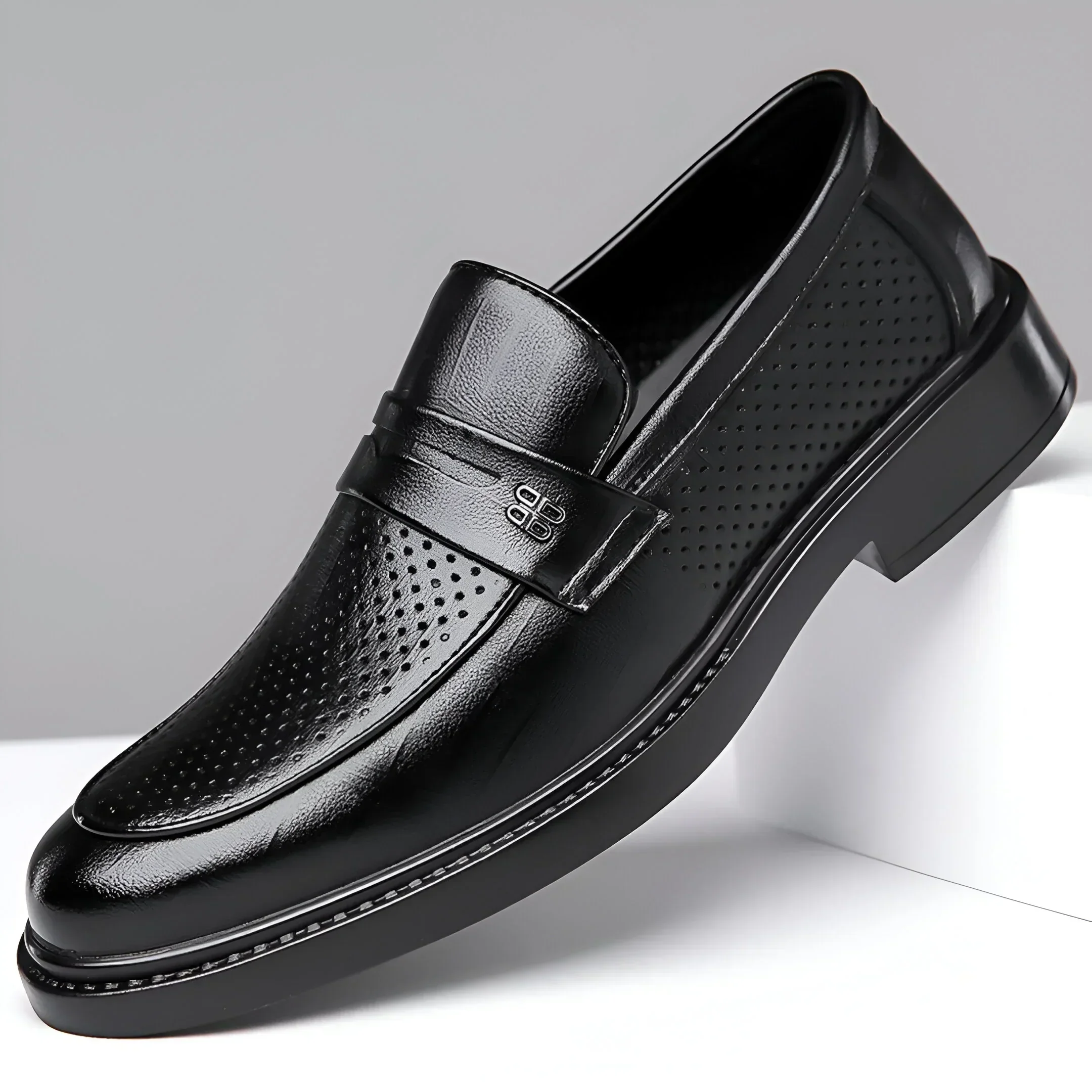 Bravari Perforated Leather Loafers - Image 8