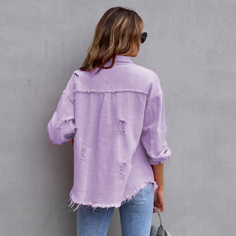 Celeste Distressed Denim Jacket - Image 5