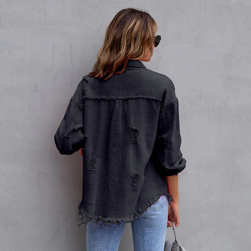 Celeste Distressed Denim Jacket - Image 7