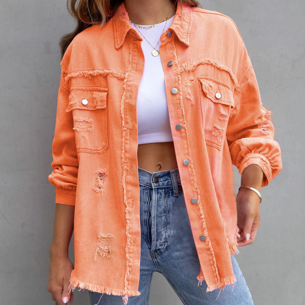 Celeste Distressed Denim Jacket - Image 8