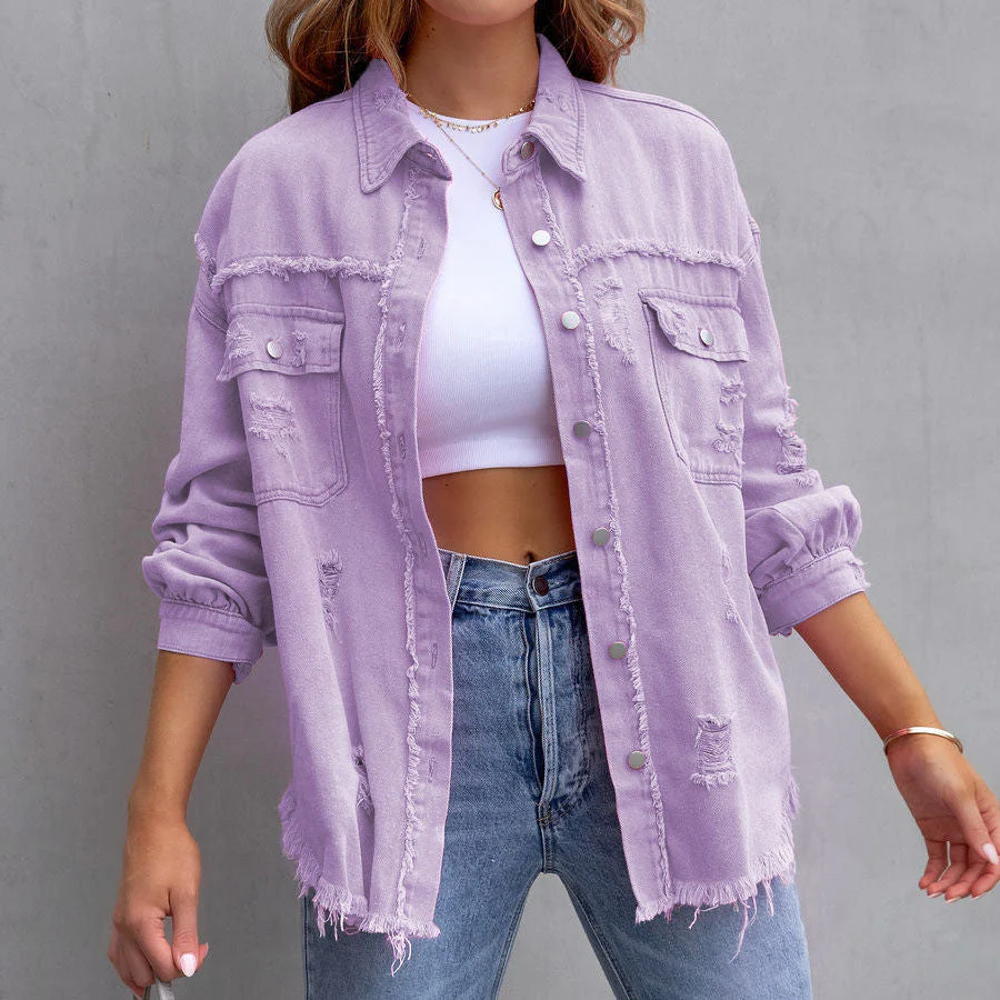 Celeste Distressed Denim Jacket - Image 9