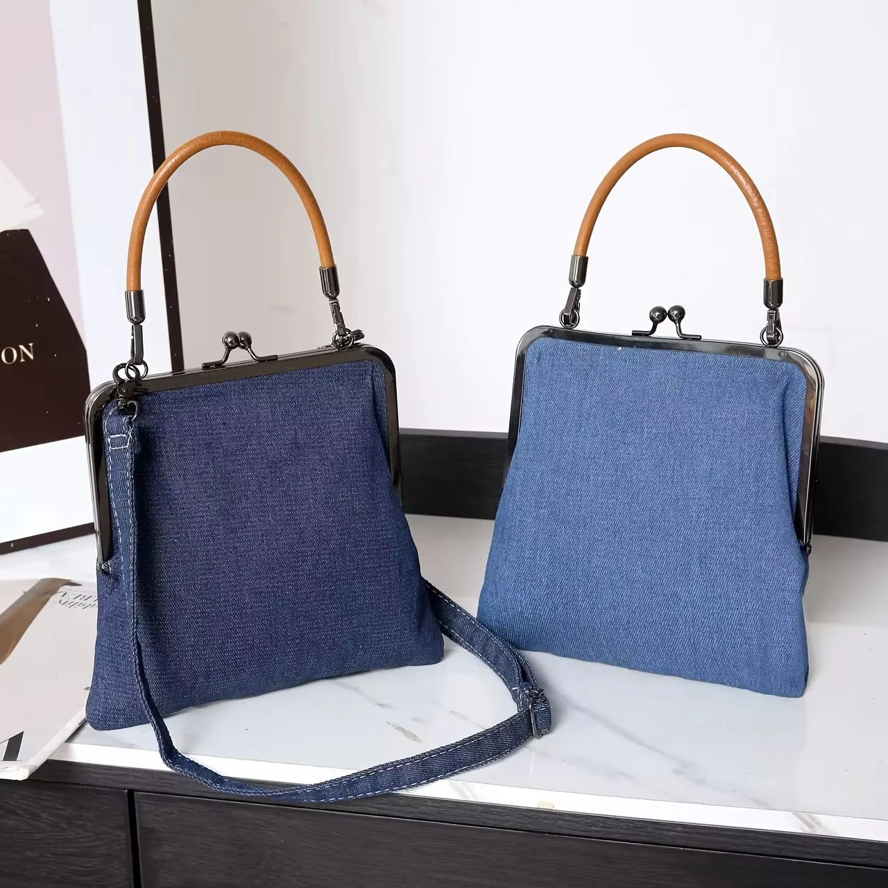 Urban Stitch Denim Shoulder-Bag - Image 3