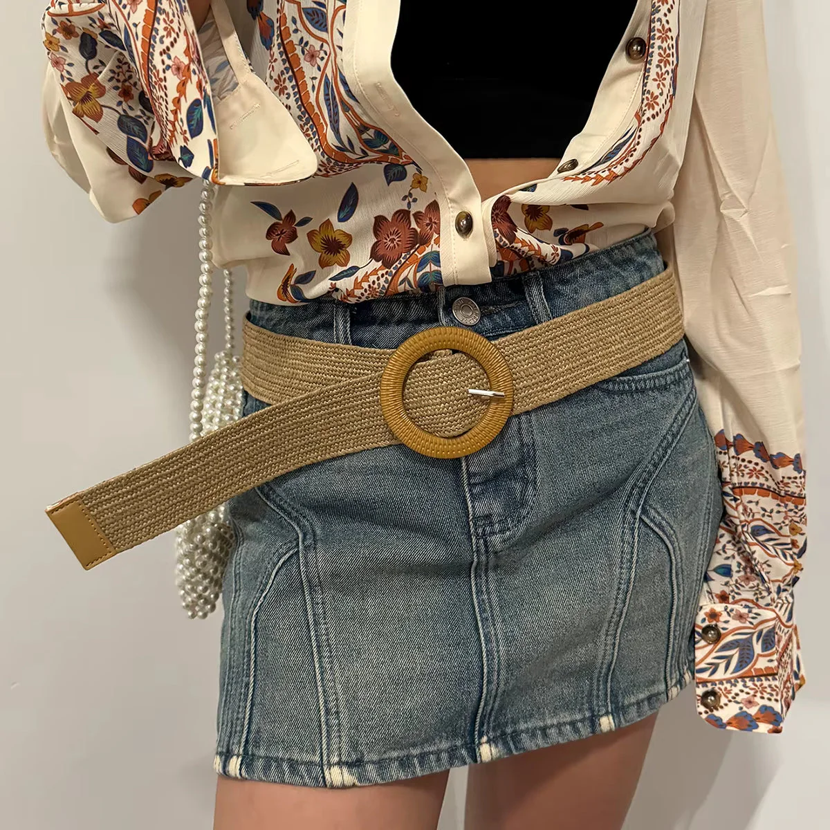 Marais Circle Raffia Belt - Image 6