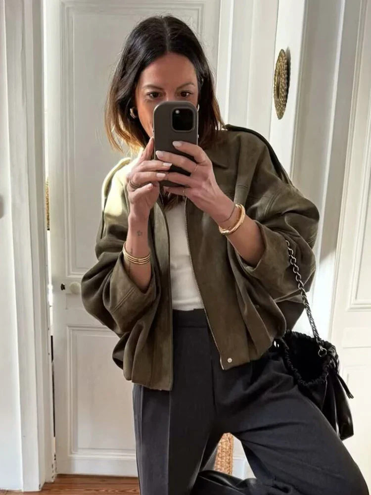 Maribel Soft Suede Bomber - Image 4