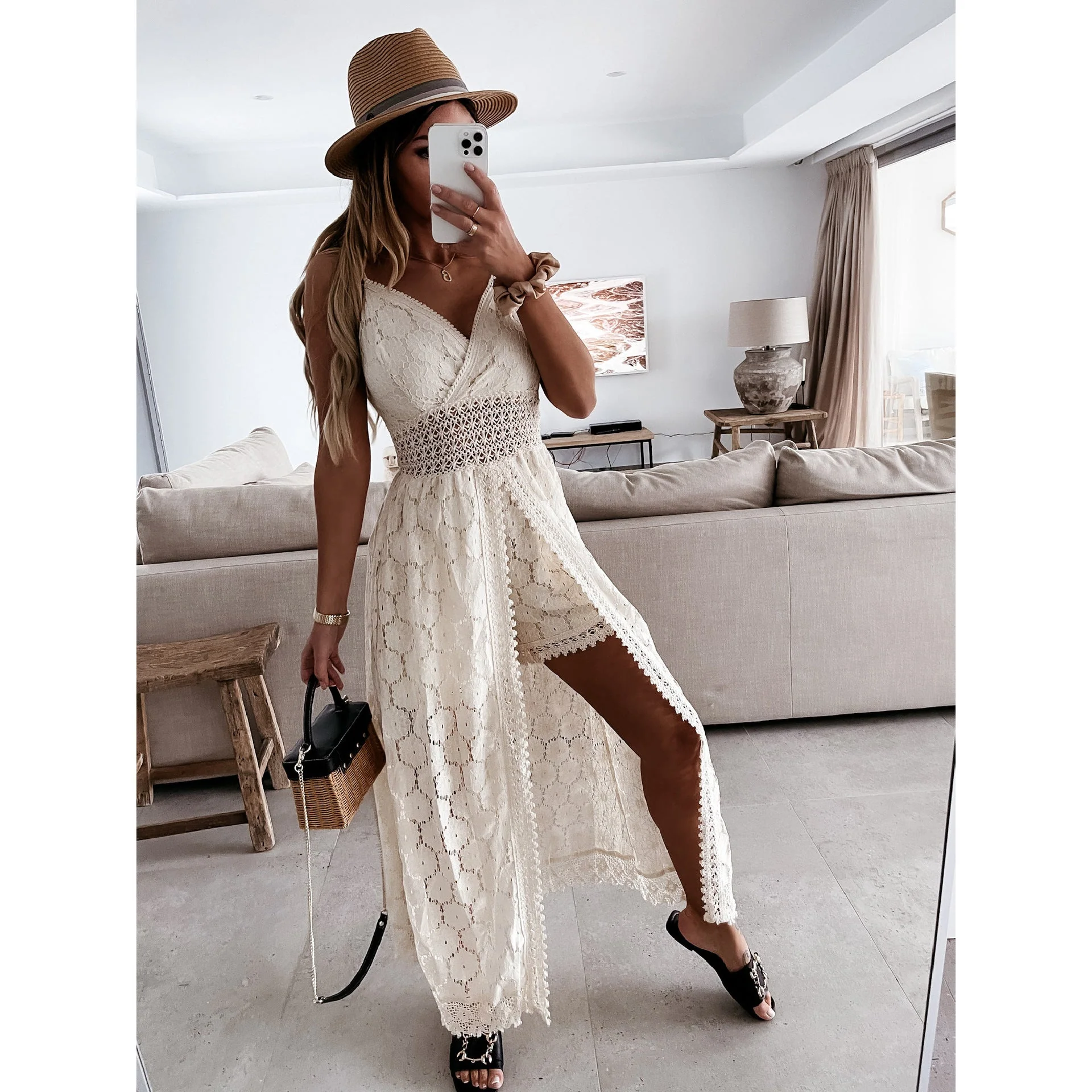 Riviera Crochet Romper Dress - Image 4