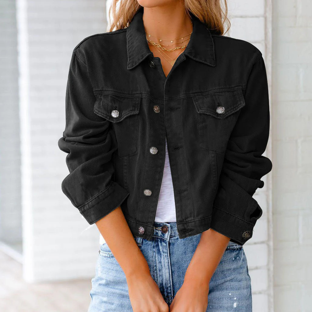 Savannah Cropped Denim Jacket - Image 4