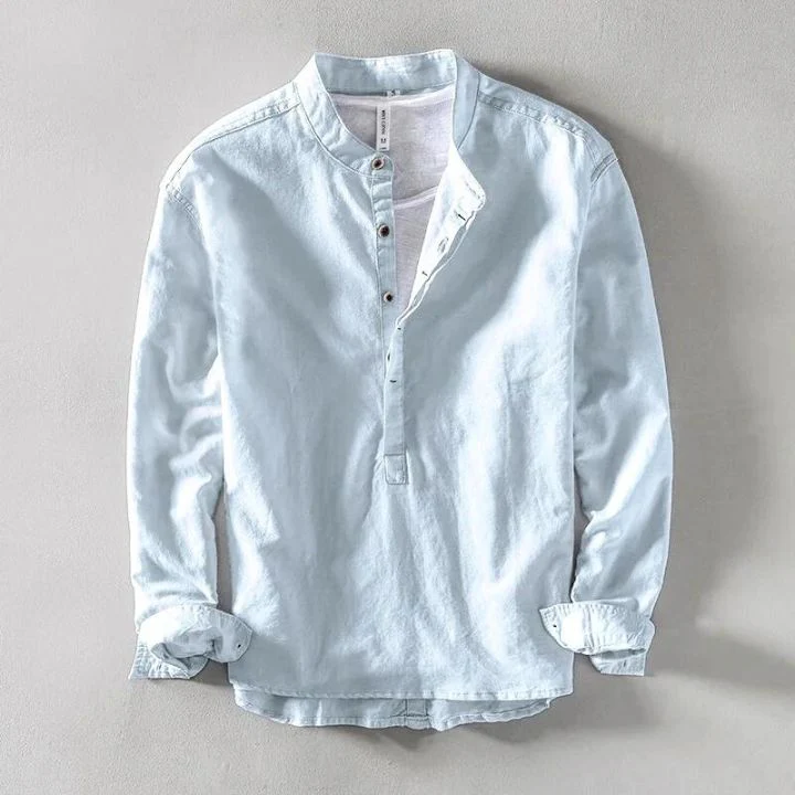 The Alaric | Pure Linen Henley Shirt - Image 4