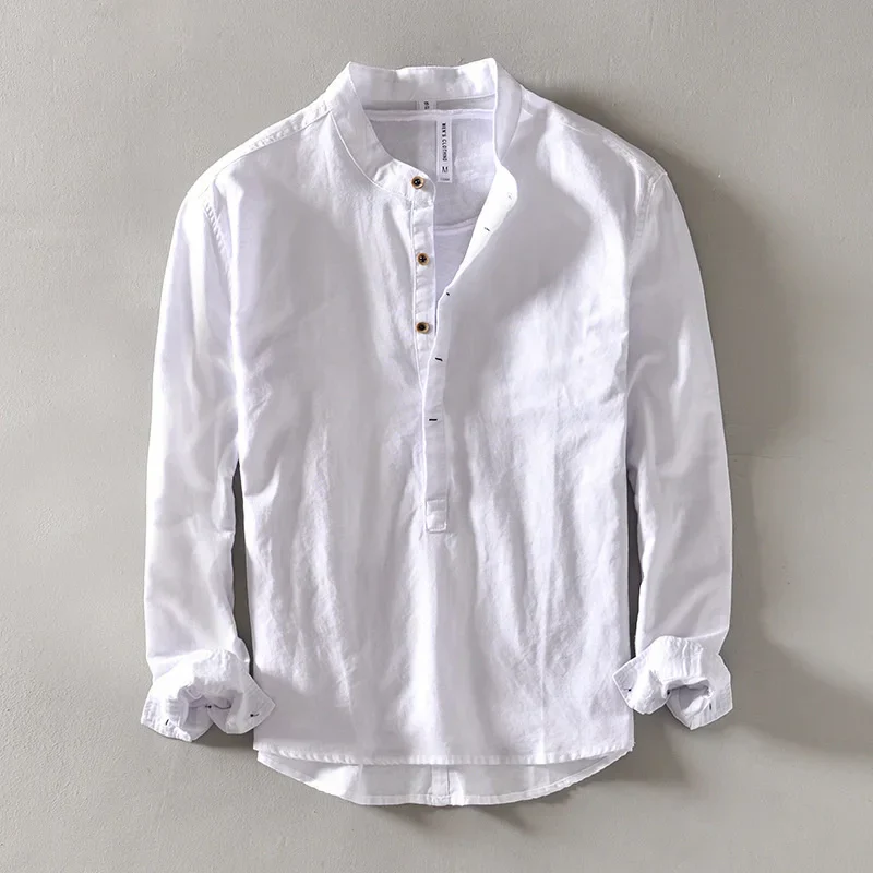 The Alaric | Pure Linen Henley Shirt - Image 5