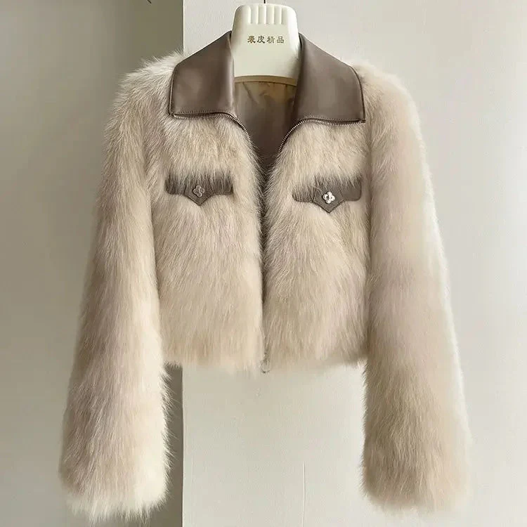 Veloura Faux Fur Cropped Jacket - Image 5